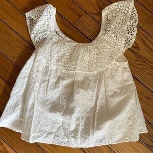 Rebecca Minkoff White Ruffle Off the Shoulder Top